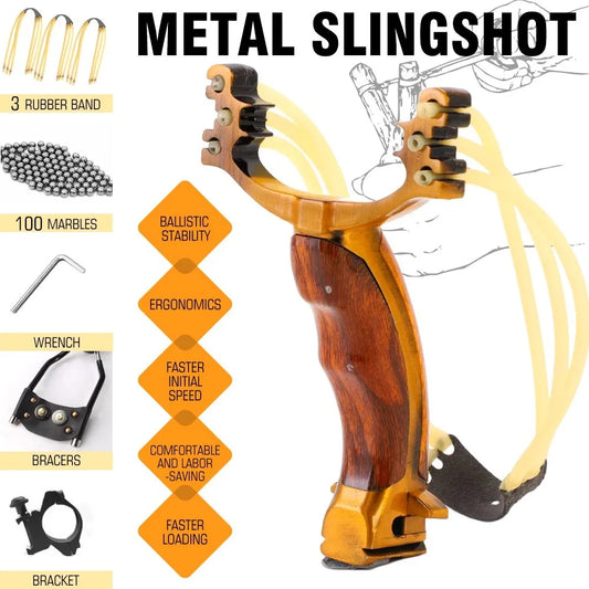 Professional Competitive High Velocity Slingshot with Folding Wrist Support