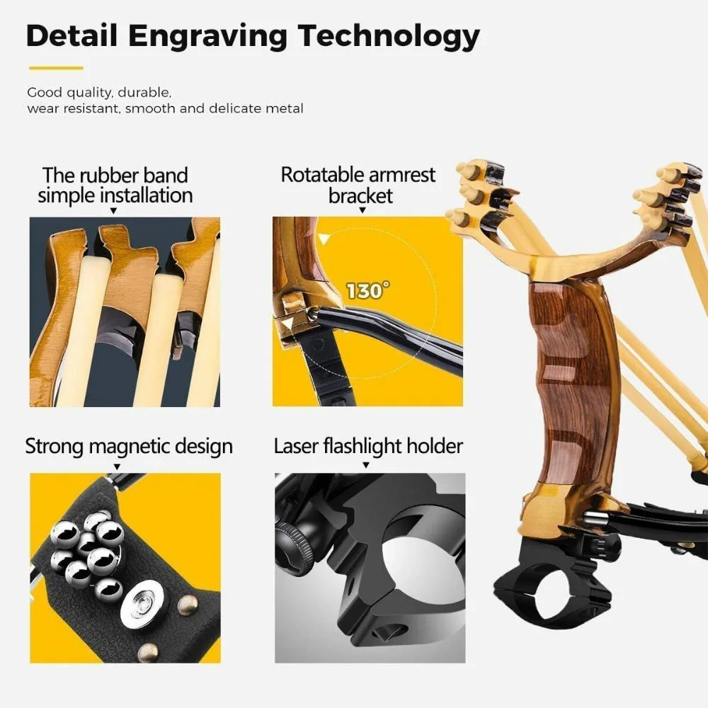 Professional Competitive High Velocity Slingshot with Folding Wrist Support