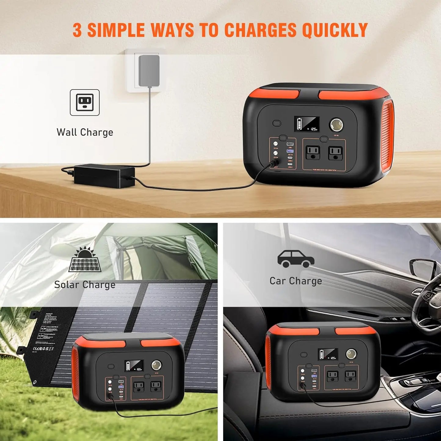 Solar Generator Portable Power Station w/ AC Outlets