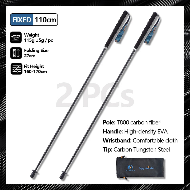 Lightweight Carbon Fiber Collapsible Telescopic Trekking Poles