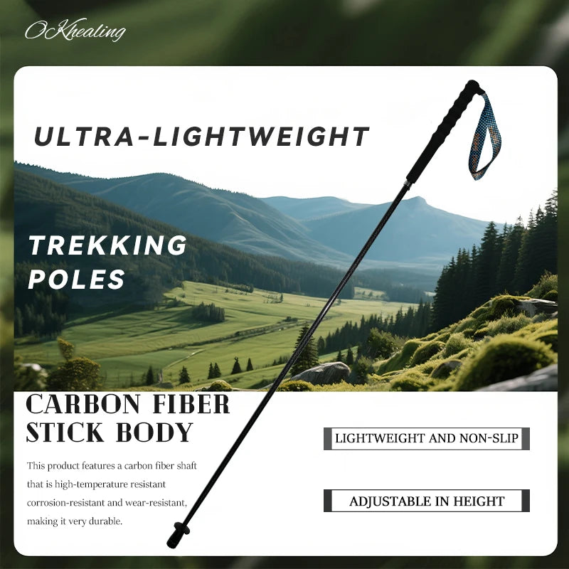 Lightweight Carbon Fiber Collapsible Telescopic Trekking Poles