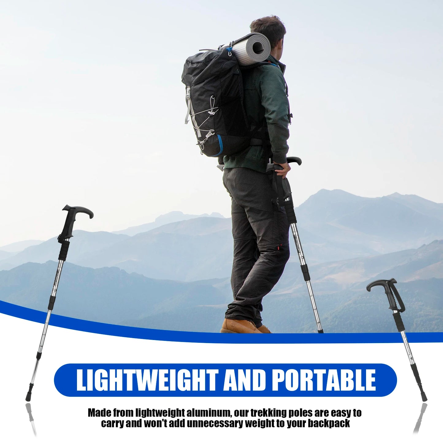 54-110cm Mountaineering Telescopic Walking Stick