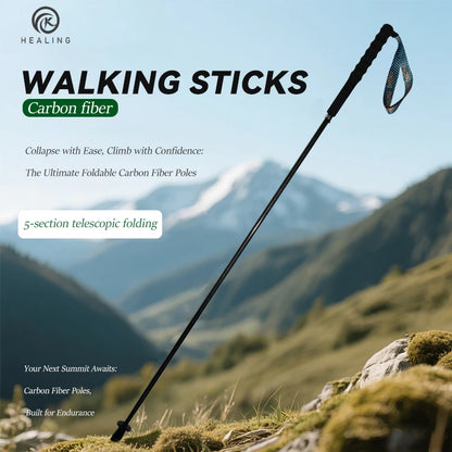Lightweight Carbon Fiber Collapsible Telescopic Trekking Poles