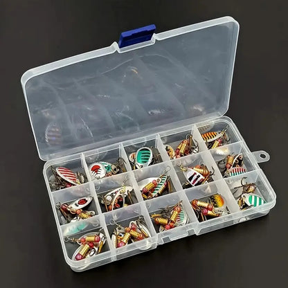 30pcs Metal Spoon Spinner Fishing Lure with Treble Hook