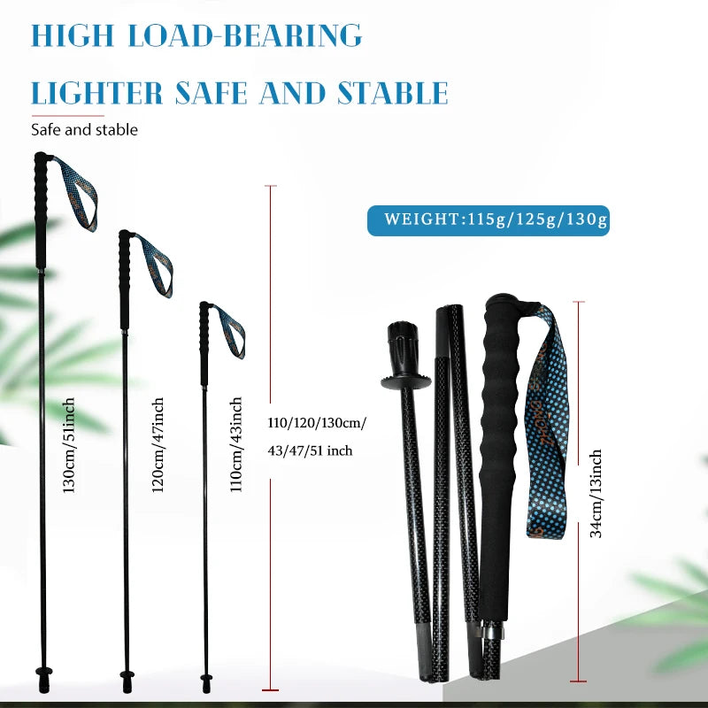 Lightweight Carbon Fiber Collapsible Telescopic Trekking Poles