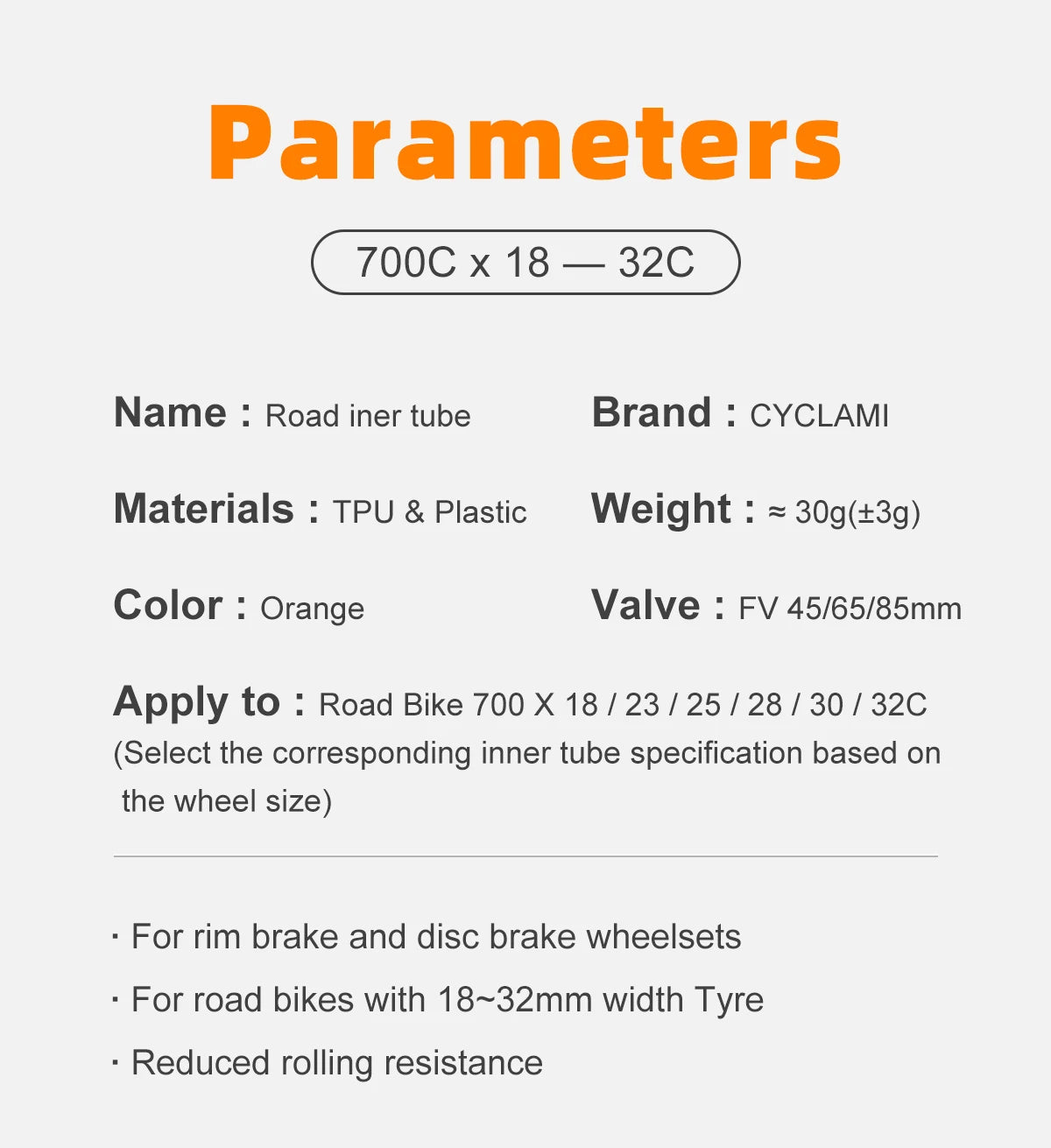 Ultralight TPU Bike Inner Tube Valve Cycling