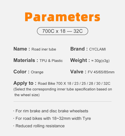 Ultralight TPU Bike Inner Tube Valve Cycling