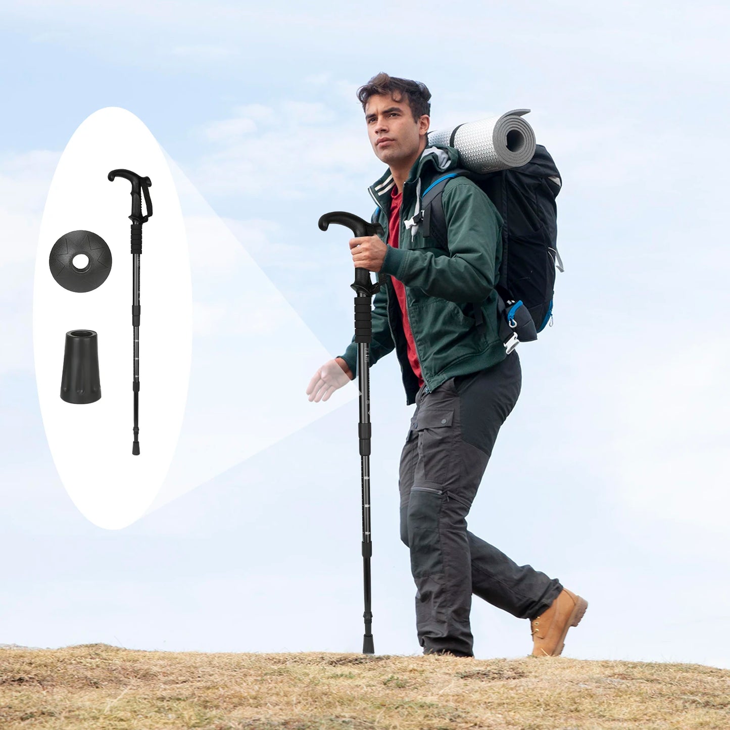 54-110cm Mountaineering Telescopic Walking Stick