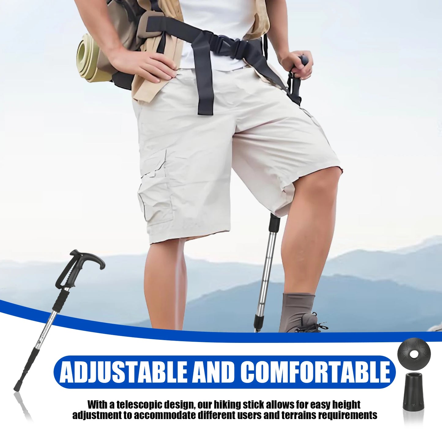 54-110cm Mountaineering Telescopic Walking Stick