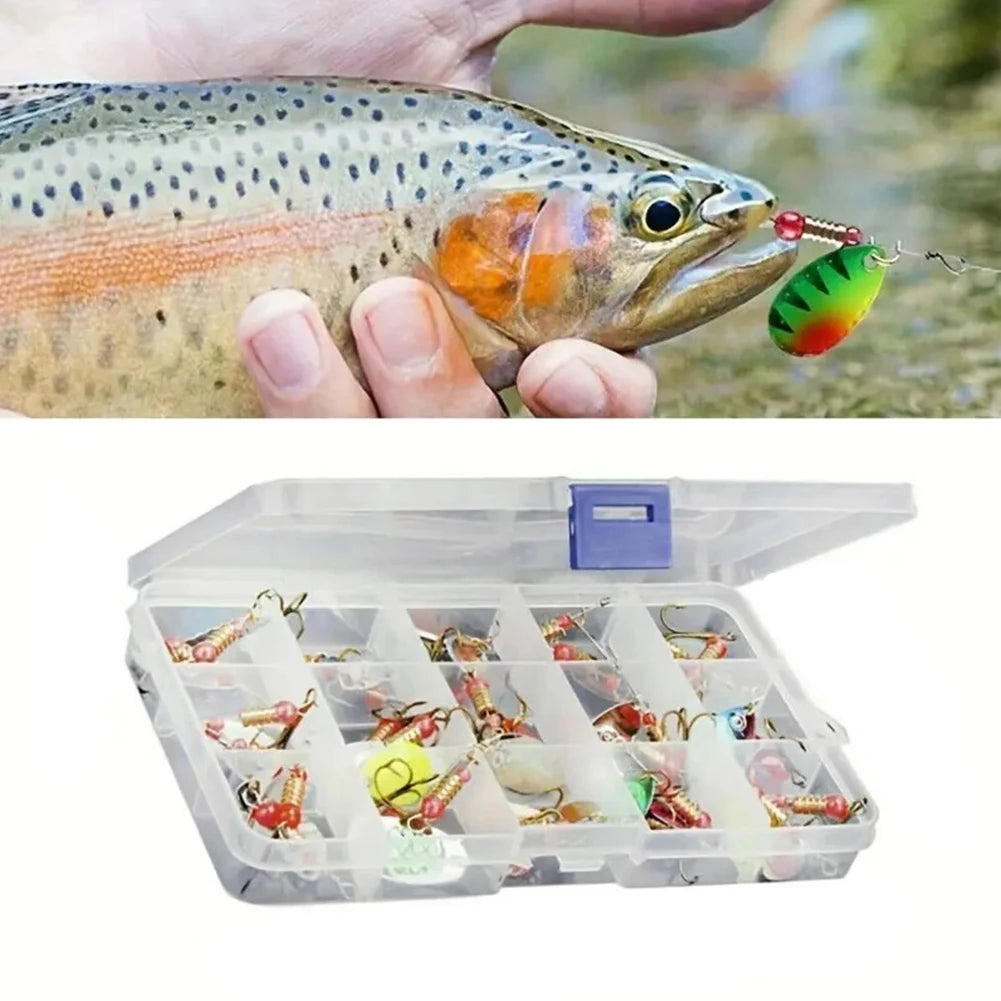 30pcs Metal Spoon Spinner Fishing Lure with Treble Hook