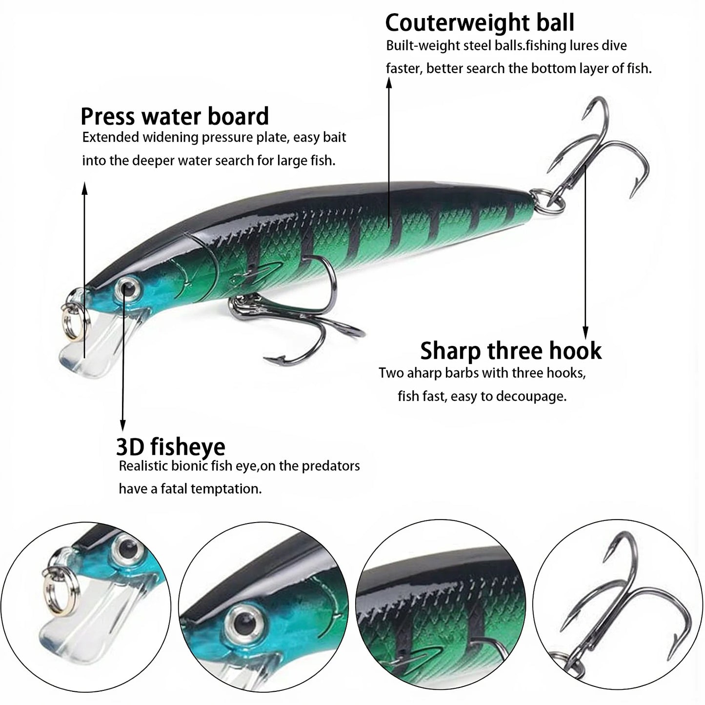 10Pcs Long Tail Minnow Fishing Lure