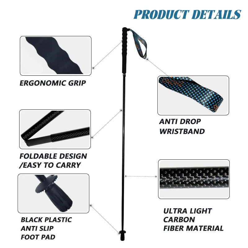Lightweight Carbon Fiber Collapsible Telescopic Trekking Poles