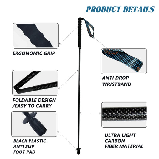 Lightweight Carbon Fiber Collapsible Telescopic Trekking Poles