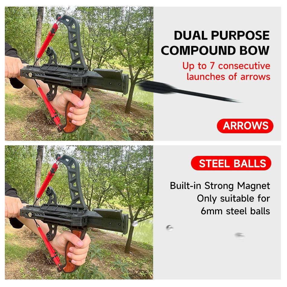 7-shot Archery & Steel Ball Dual-Purpose Elastic Shooting Compound Bow