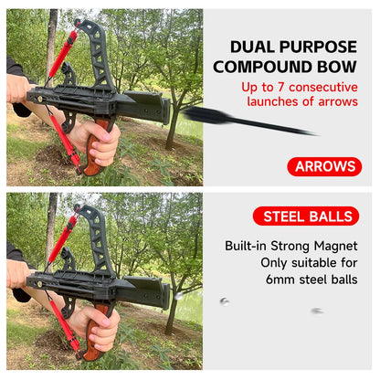 7-shot Archery & Steel Ball Dual-Purpose Elastic Shooting Compound Bow