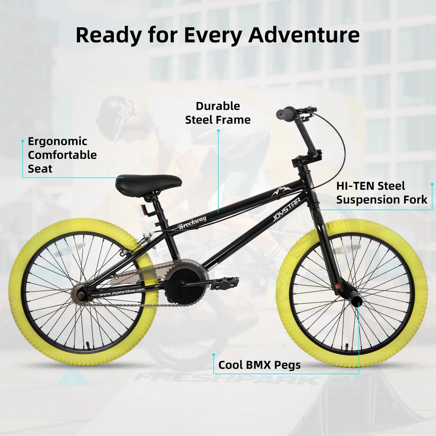 Freestyle Kids BMX for Beginner-Level Riders w/ 2 Pegs
