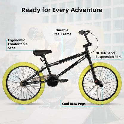 Freestyle Kids BMX for Beginner-Level Riders w/ 2 Pegs