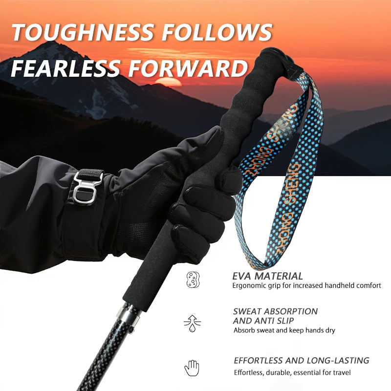 Lightweight Carbon Fiber Collapsible Telescopic Trekking Poles